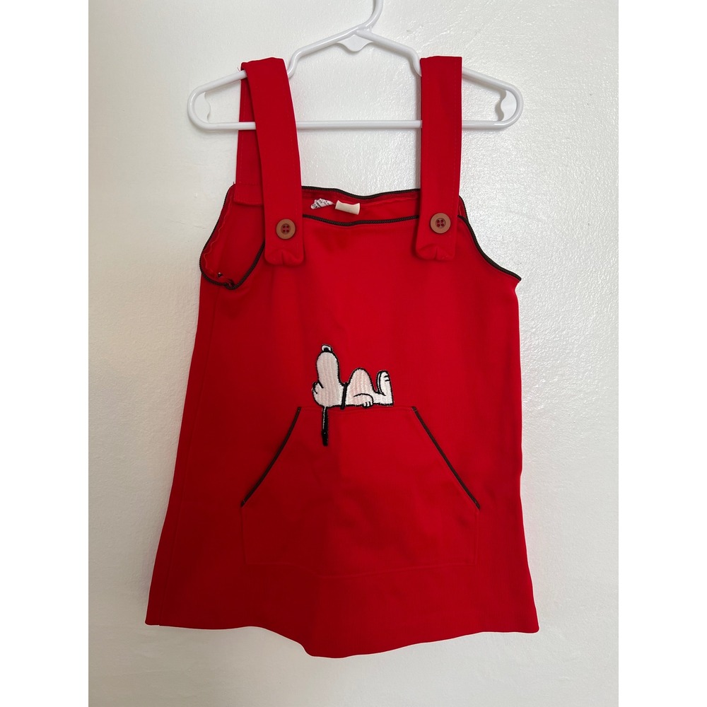 Vintage Peanuts Snoopy Red Jumper Dress Kids Size 6X